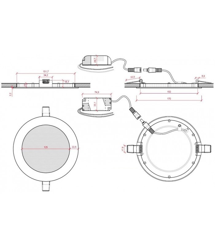 Downlight Led 12W 1.140LM 120º IP20 Níquel