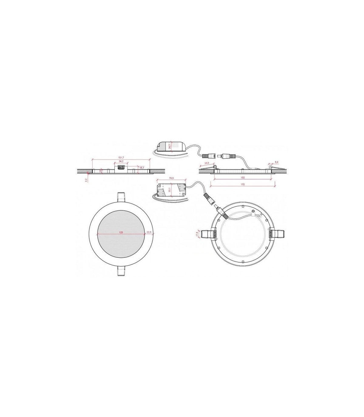 Downlight Led 12W 1.140LM 120º IP20 Níquel