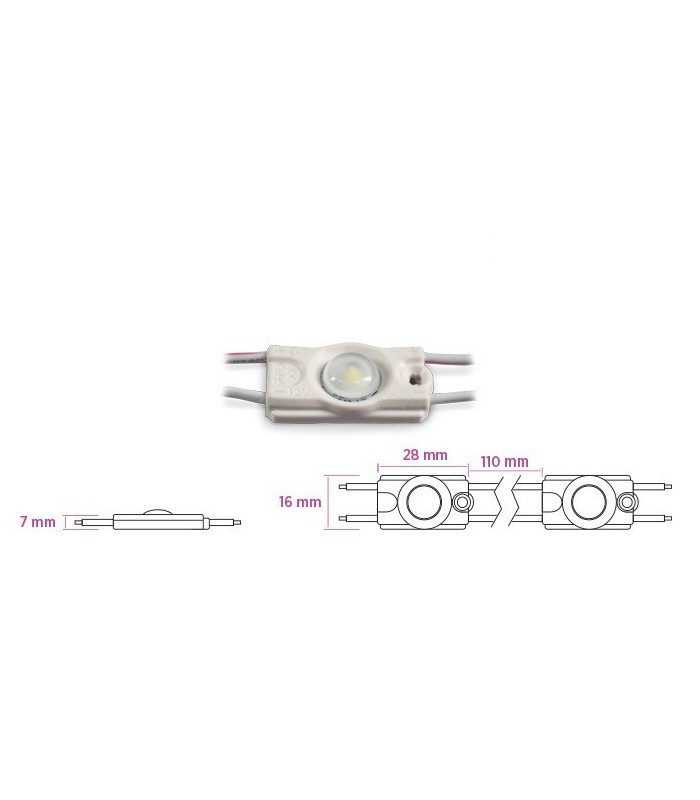 Módulo 1 Led 0.50W 45LM 160º 12V IP65