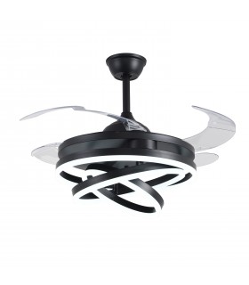 Ventilador Sfera DC 72W 6480Lm 4 Aspas Negro CCT