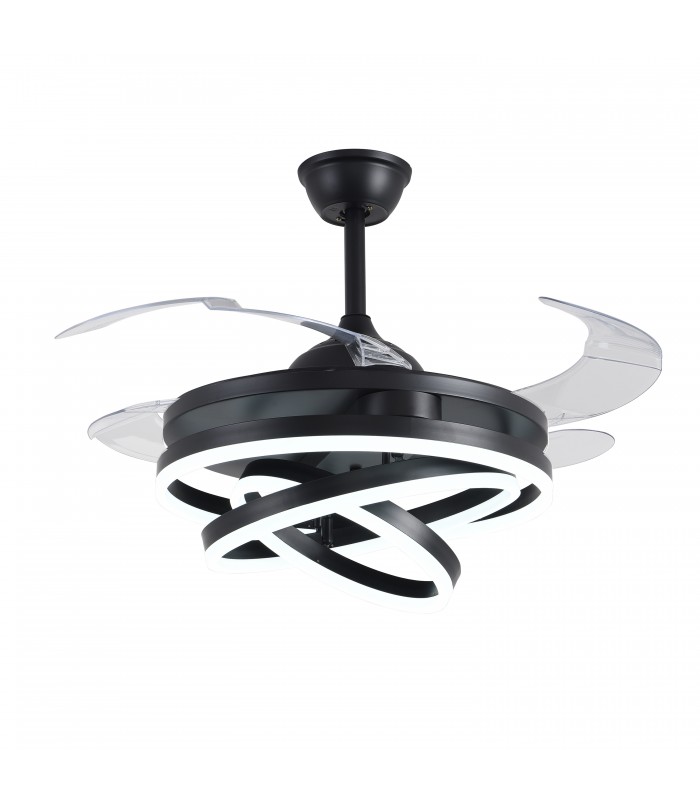 Ventilador Sfera DC 72W 6480Lm 4 Aspas Negro CCT