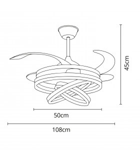 Ventilador Sfera DC 72W 6480Lm 4 Aspas Oro CCT