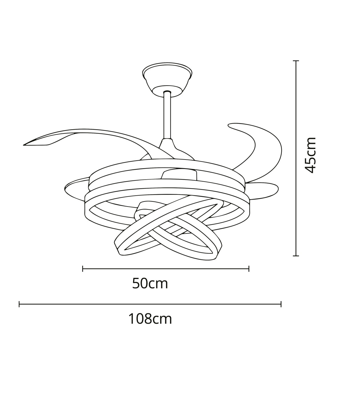 Ventilador Sfera DC 72W 6480Lm 4 Aspas Oro CCT