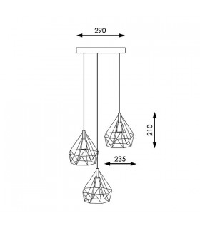 Lámpara de techo Vintage 3L Cage E27 IP20