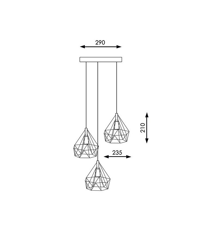 Lámpara de techo Vintage 3L Cage E27 IP20