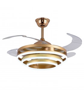 Ventilador Sfera DC 72W 6480Lm 4 Aspas Oro CCT