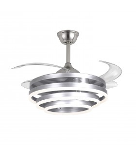 Ventilador Sfera DC 72W 6480Lm 4 Aspas Plata CCT