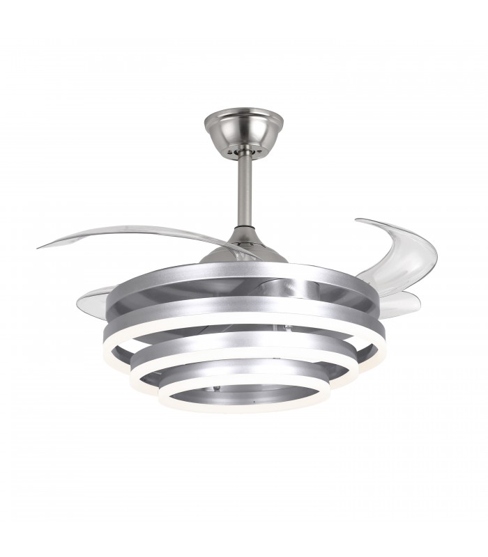 Ventilador Sfera DC 72W 6480Lm 4 Aspas Plata CCT