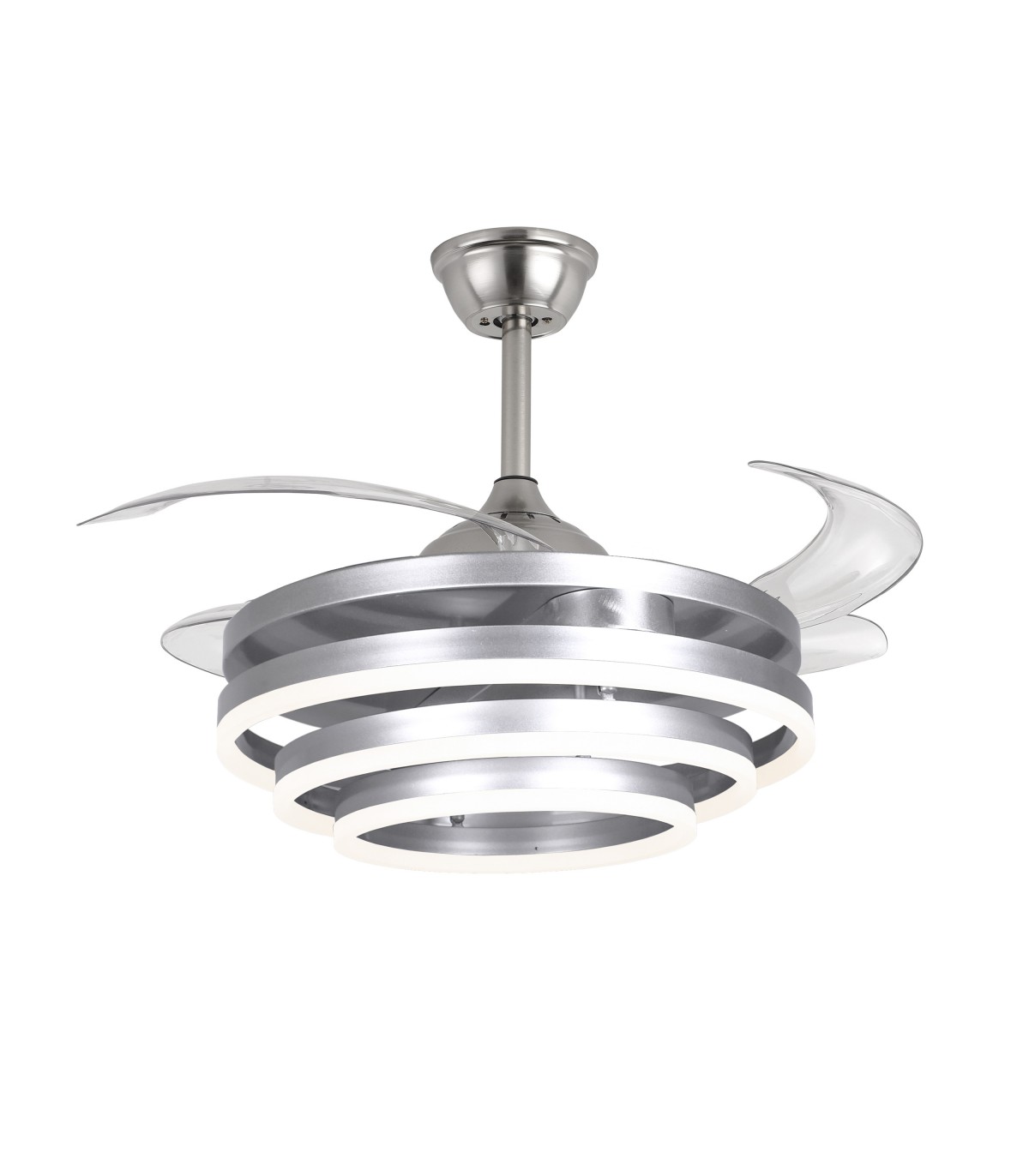 Ventilador Sfera DC 72W 6480Lm 4 Aspas Plata CCT