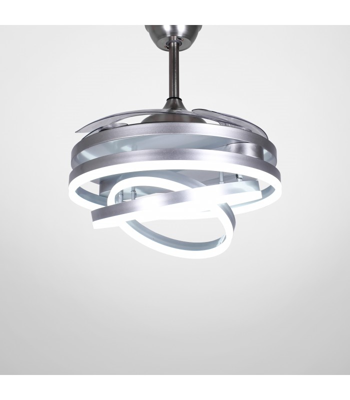 Ventilador Sfera DC 72W 6480Lm 4 Aspas Plata CCT
