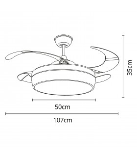 Ventilador LED SIMUN 36W 3.240Lm Marrón Rústico 4 Aspas transparentes plegables