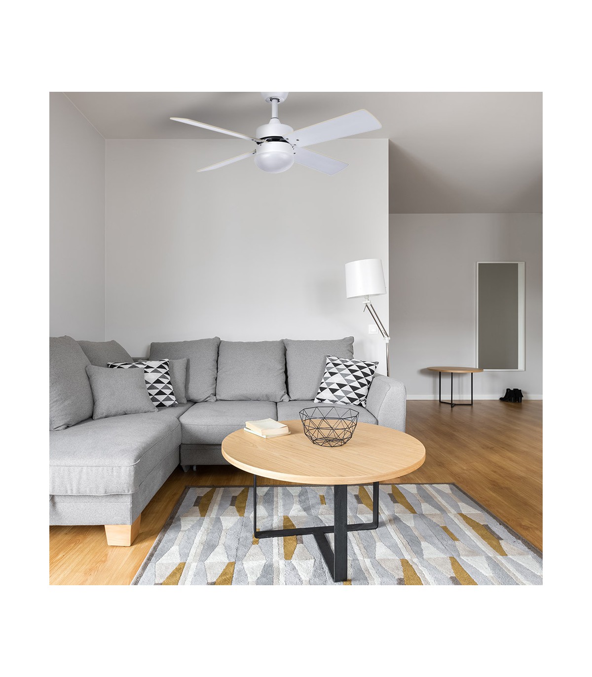 Ventilador de Techo SOFIA DC Blanco 4 Aspas Rev. Blanco/Haya 2xE27