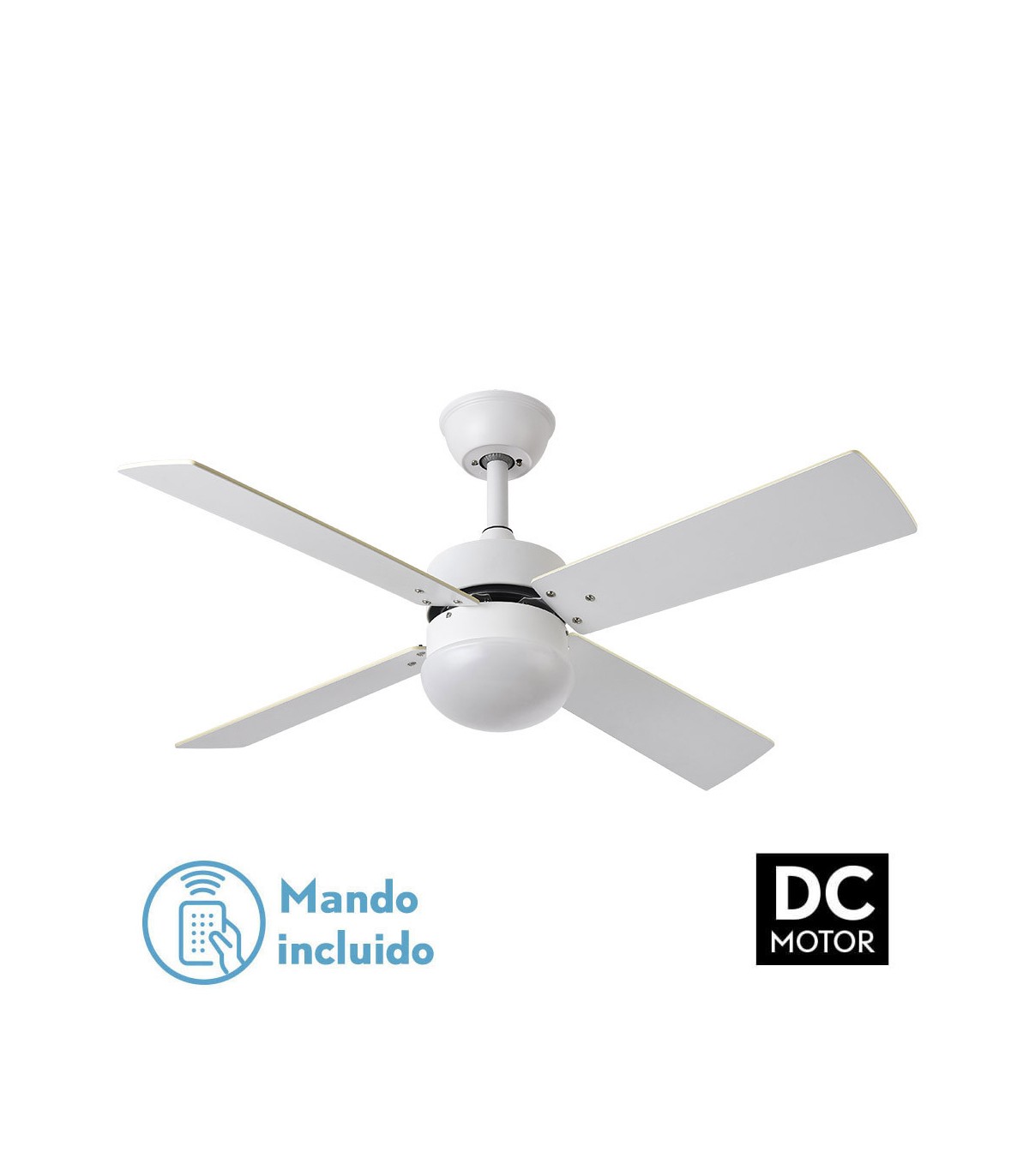 Ventilador de Techo SOFIA DC Blanco 4 Aspas Rev. Blanco/Haya 2xE27