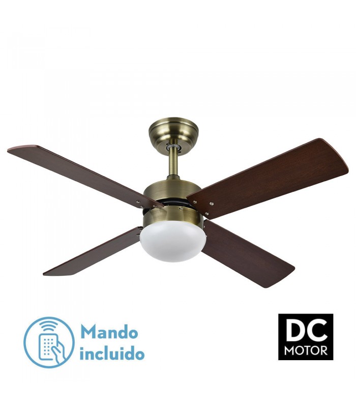 Ventilador de Techo SOFIA DC Cuero 4 Aspas Rev. Cerezo/Nogal 2xE27