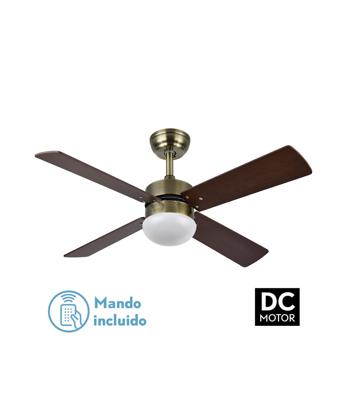 Ventilador de Techo SOFIA DC Cuero 4 Aspas Rev. Cerezo/Nogal 2xE27