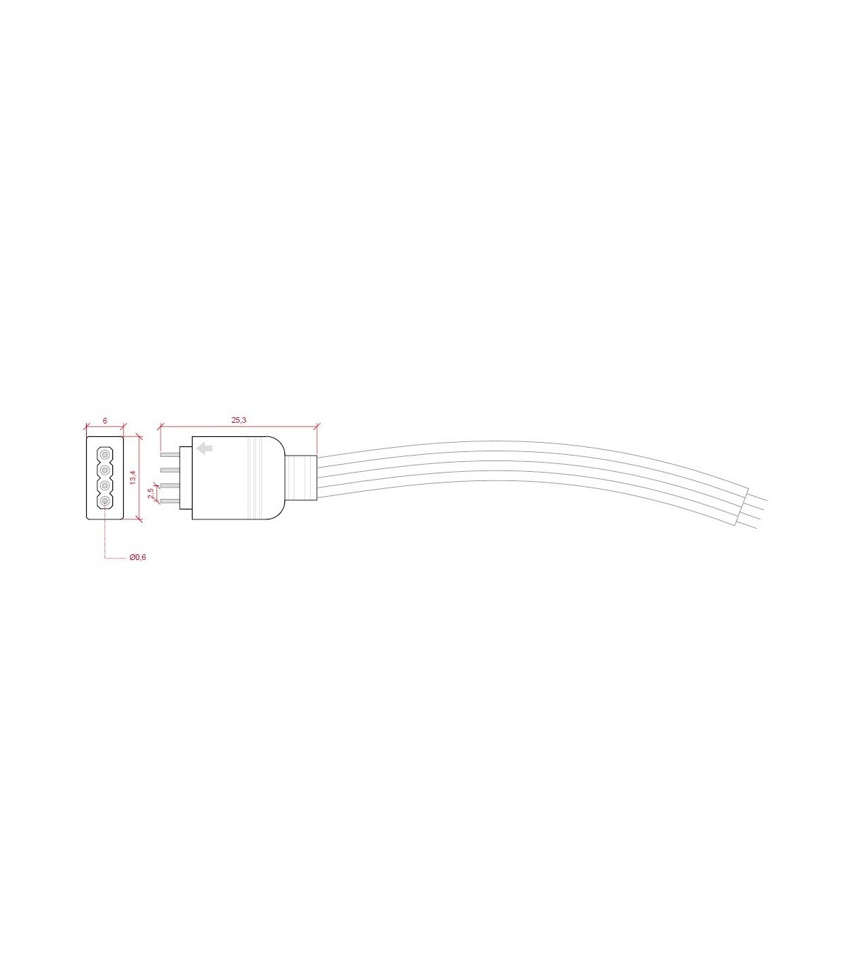 Conector RGB 4 Pines Macho