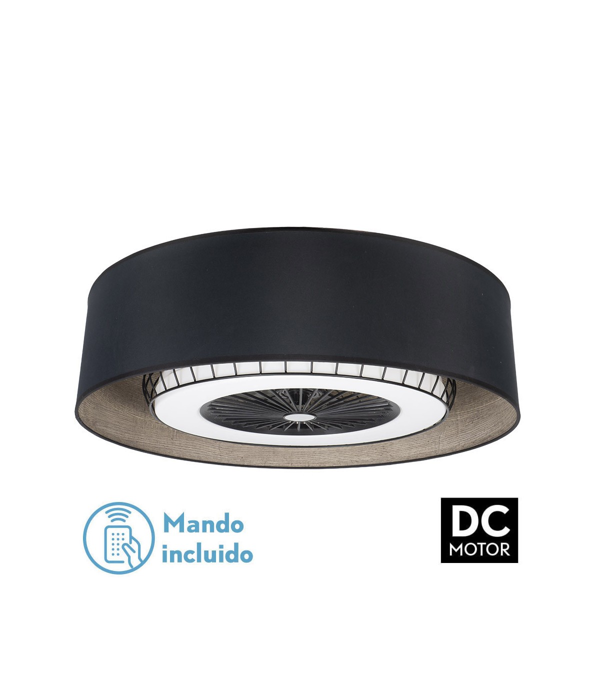 Ventilador Tania 70D DC 72W 6120Lm 5 Aspas Negro/Madera Gris CCT