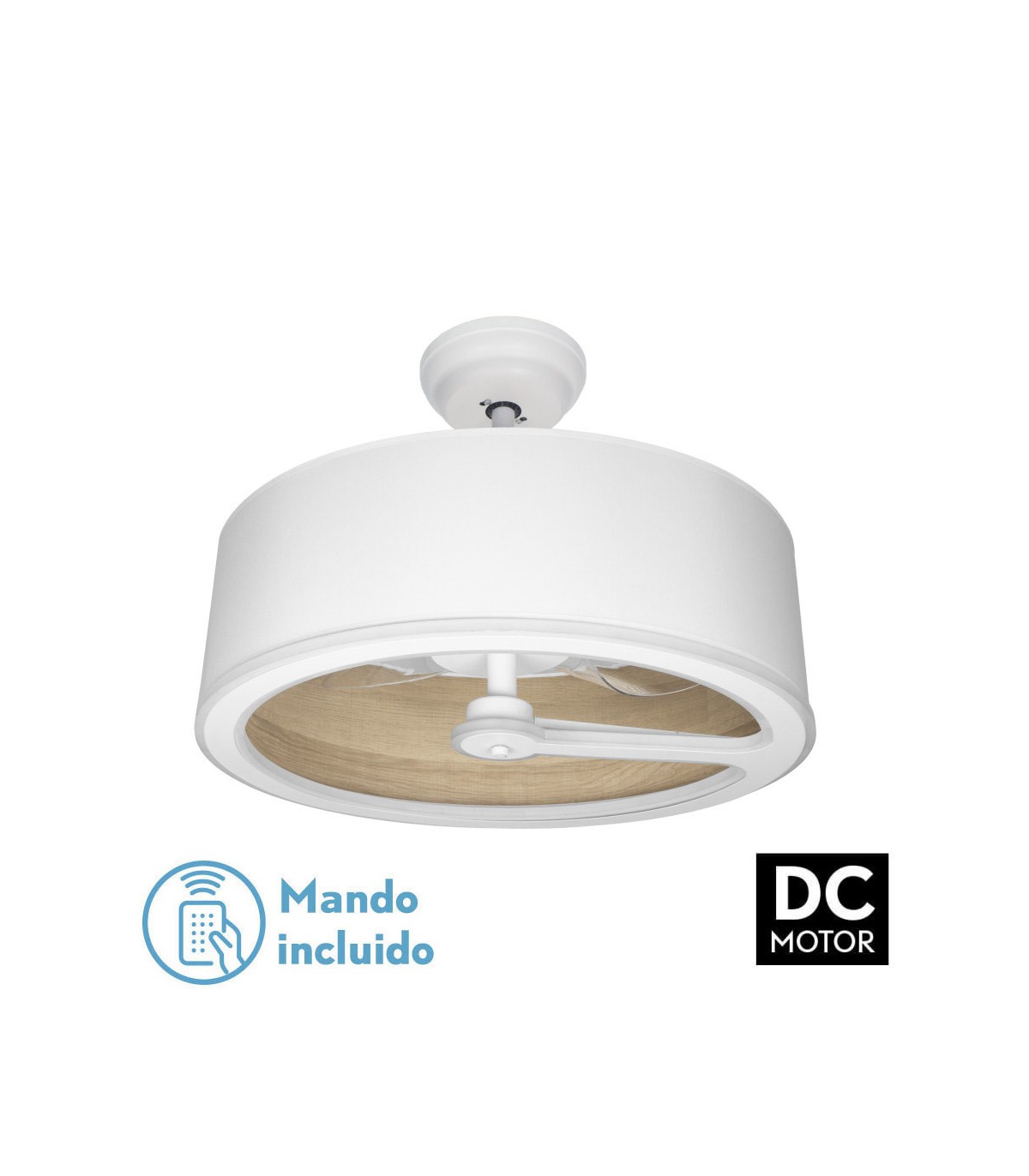 Ventilador Tatiana DC 110W 9350Lm 3 Aspas Blanco/Madera Clara CCT
