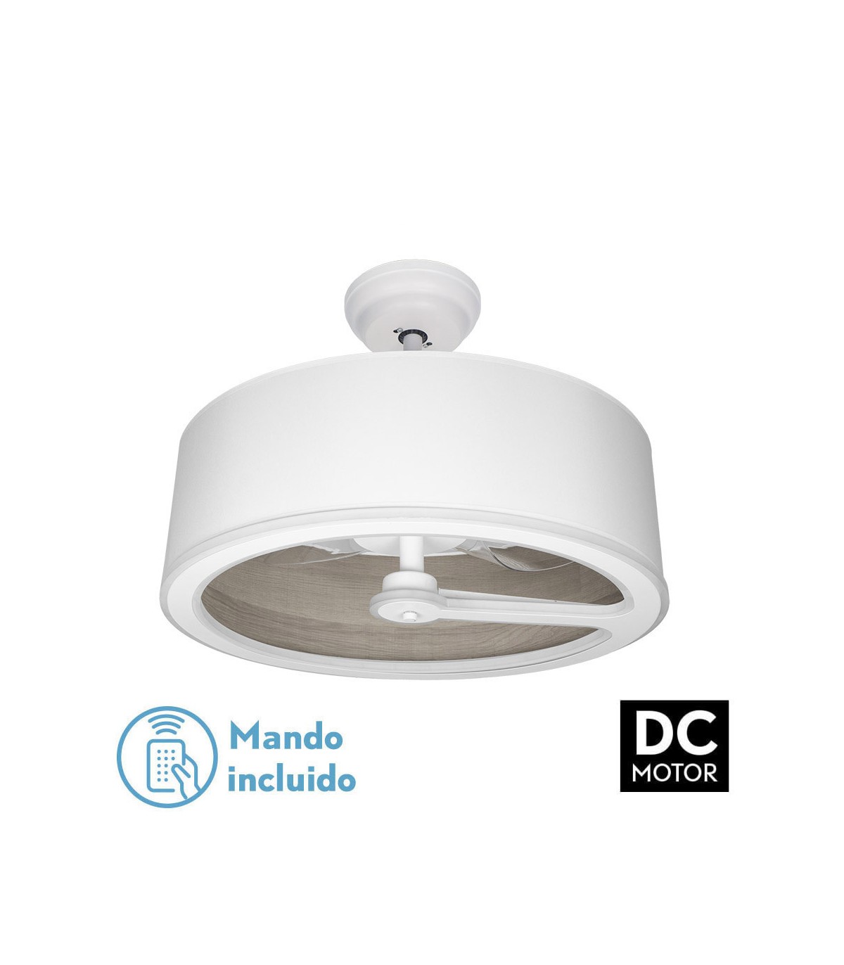 Ventilador Tatiana DC 110W 9350Lm 3 Aspas Blanco/Madera Gris CCT
