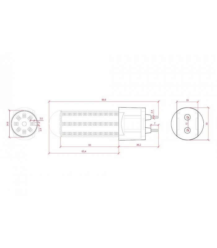 Bombilla LED 10W 1.050Lm 360º G12 IP25