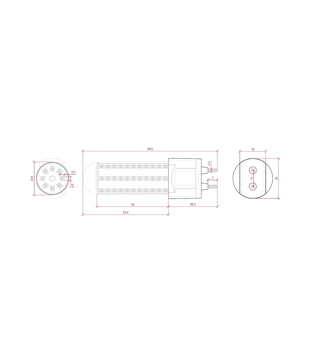 Bombilla LED 10W 1.050Lm 360º G12 IP25