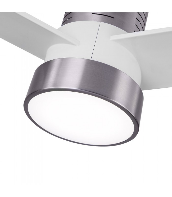Ventilador de Techo TEO Níquel DC 24W 2950Lm 3 Aspas Blanco CCT