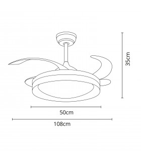 Ventilador Titan DC 72W 6480Lm 4 Aspas Blanco/Negro CCT