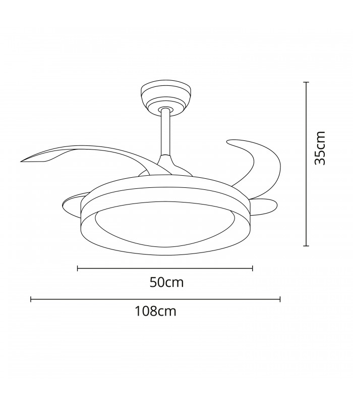 Ventilador Titan DC 72W 6480Lm 4 Aspas Blanco/Negro CCT
