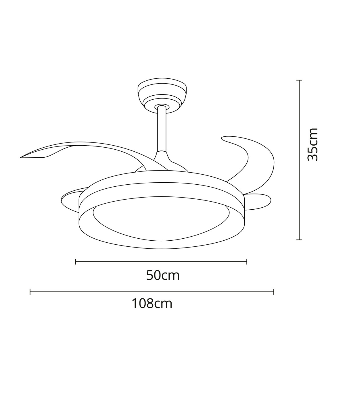 Ventilador Titan DC 72W 6480Lm 4 Aspas Blanco/Negro CCT