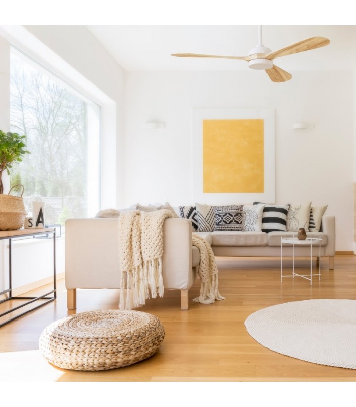Ventilador Tonda DC 20W 2000Lm 3 Aspas Blanco/Haya CCT