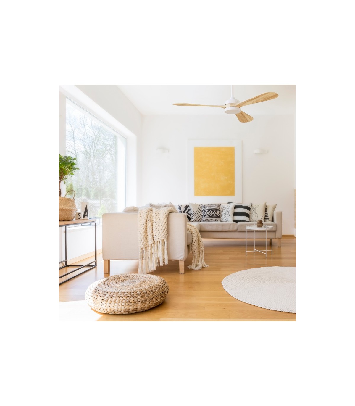 Ventilador Tonda DC 20W 2000Lm 3 Aspas Blanco/Haya CCT