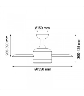 Ventilador Tonda DC 20W 2000Lm 3 Aspas Blanco/Haya CCT