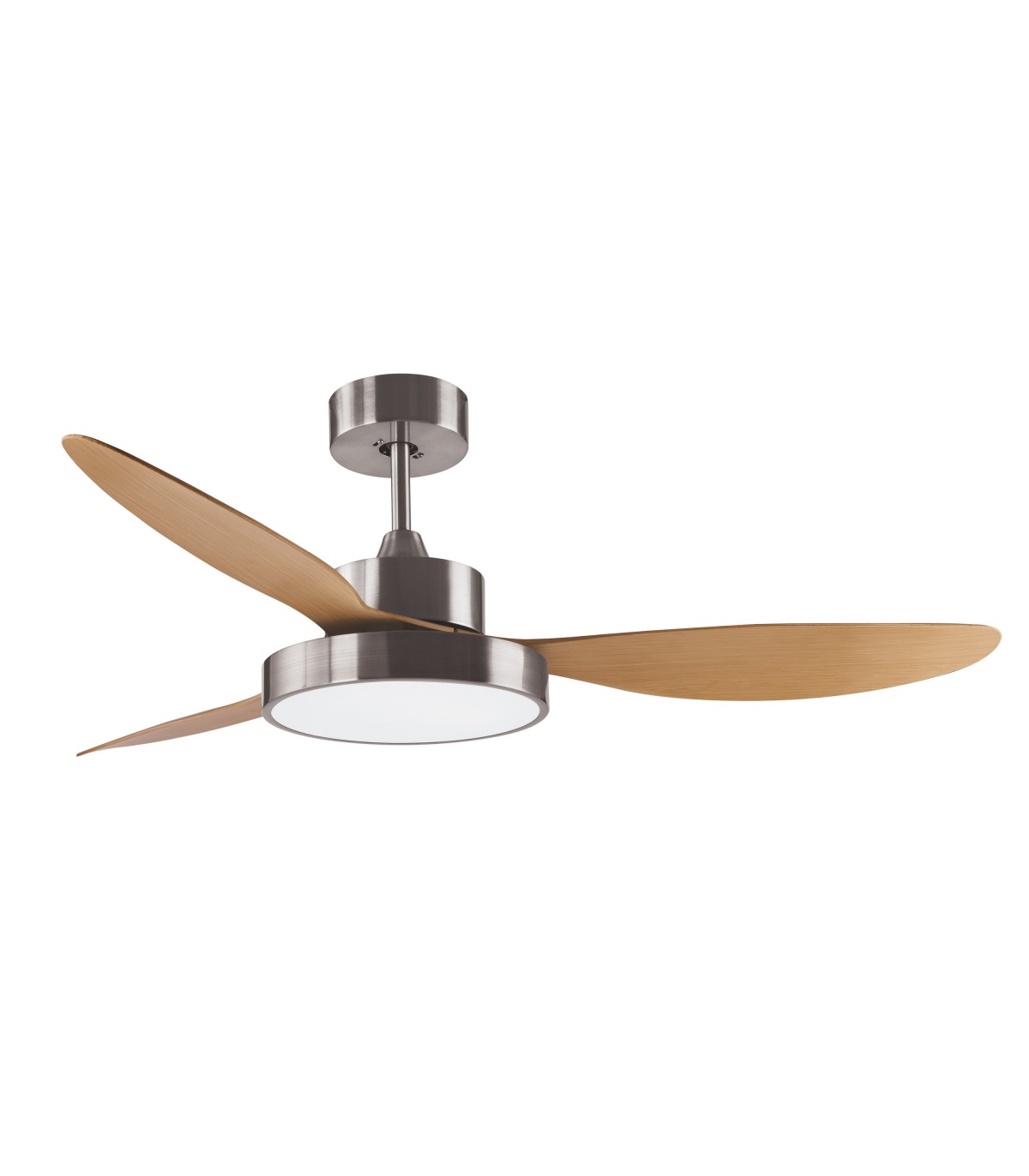 Ventilador Tulum DC Níquel 25W 2500Lm 3 Aspas Haya CCT