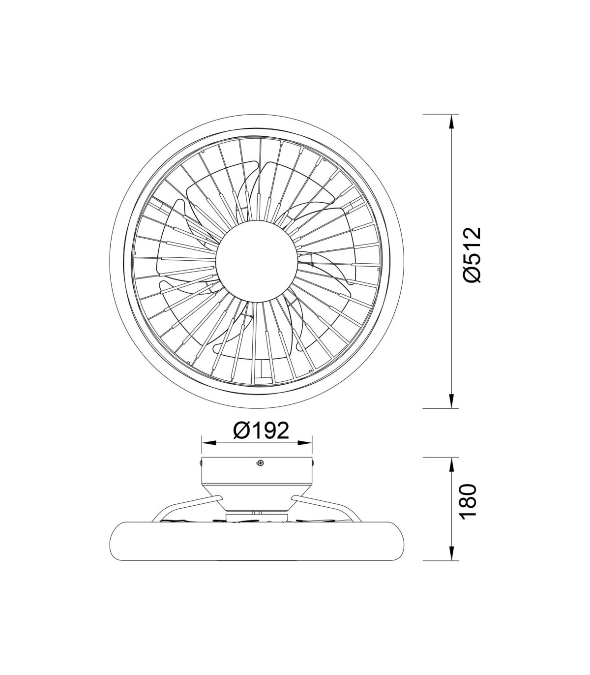 Ventilador Turbo DC 60W 6600Lm Blanco CCT