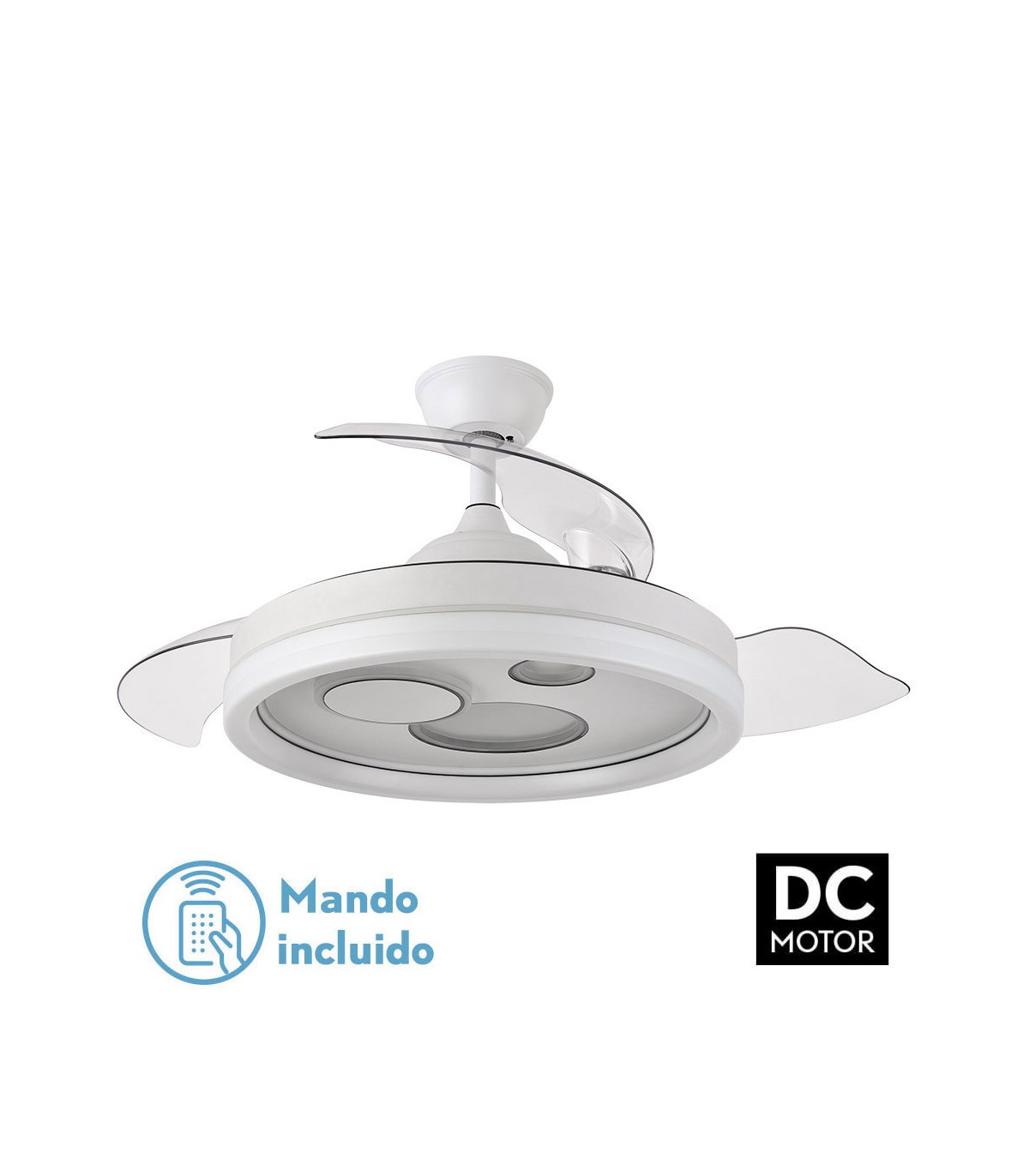 Ventilador TURIA DC 72W 6120Lm 3 Aspas Blanco CCT