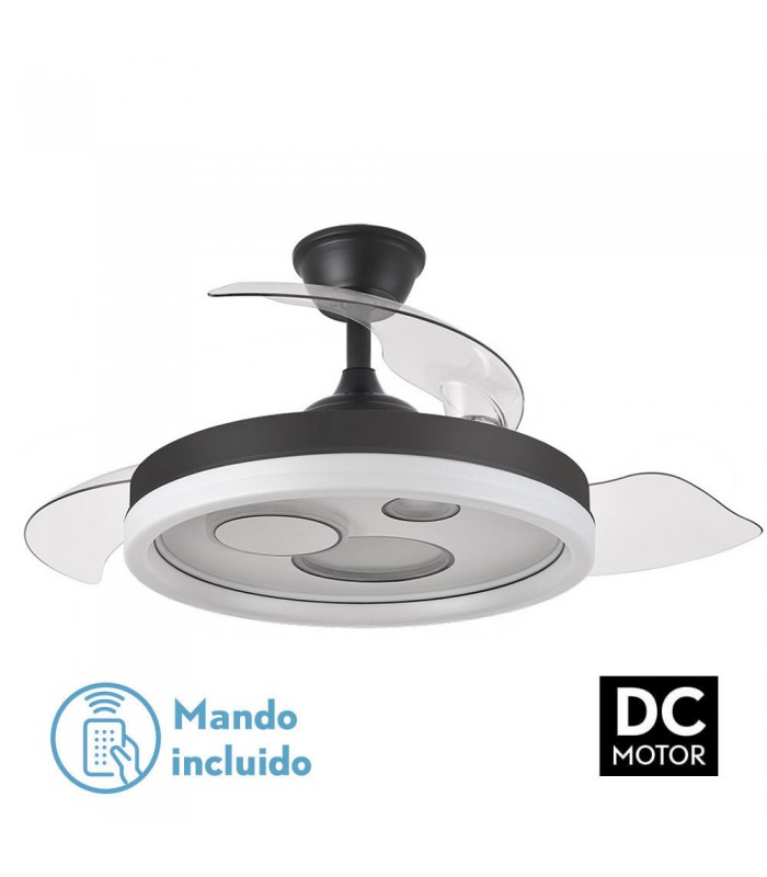 Ventilador TURIA DC 72W 6120Lm 3 Aspas Negro CCT
