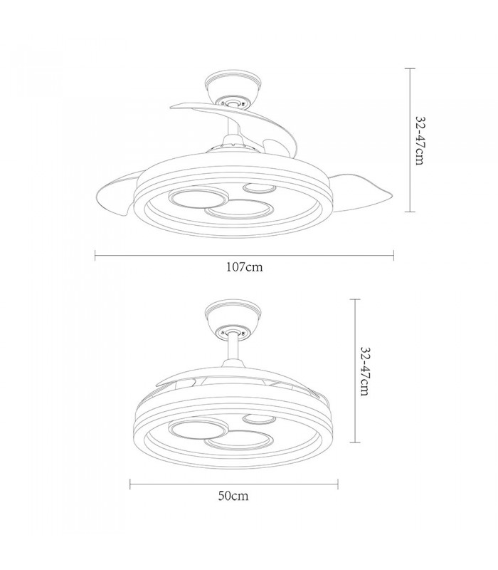 Ventilador TURIA DC 72W 6120Lm 3 Aspas Negro CCT