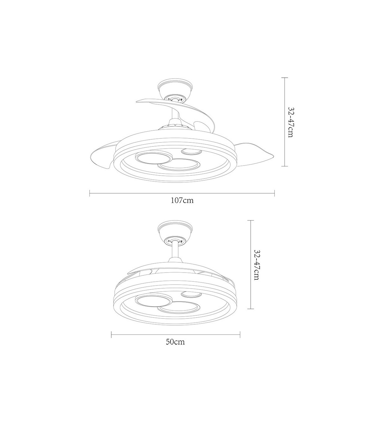 Ventilador TURIA DC 72W 6120Lm 3 Aspas Negro CCT