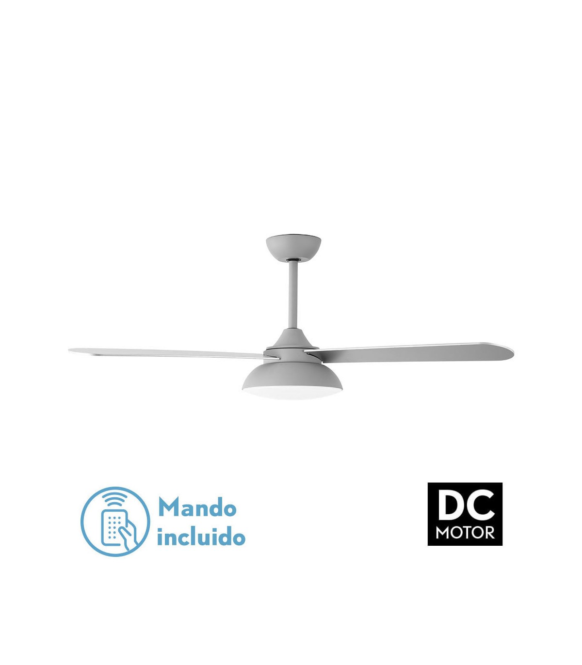 Ventilador de Techo UMI DC Gris 24W 2950Lm 3 Aspas Rev. Gris/Haya CCT
