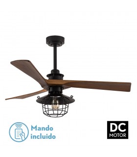Ventilador Vulturno DC Negro 5 Aspas Roble 1xE27