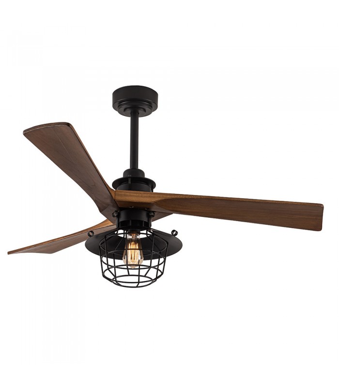 Ventilador Vulturno DC Negro 5 Aspas Roble 1xE27