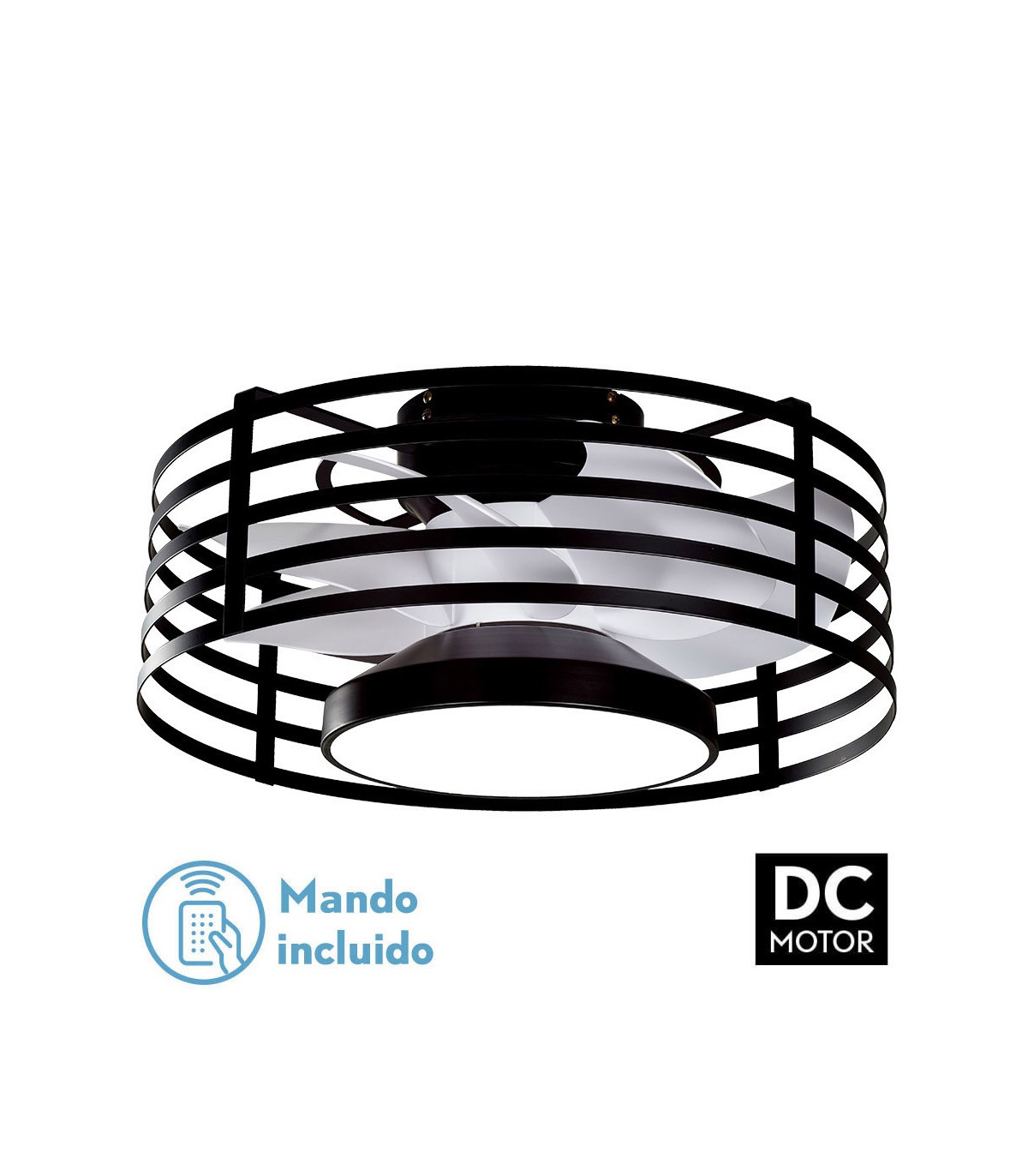 Ventilador Xaloc DC 22W 2180Lm Negro/Blanco CCT