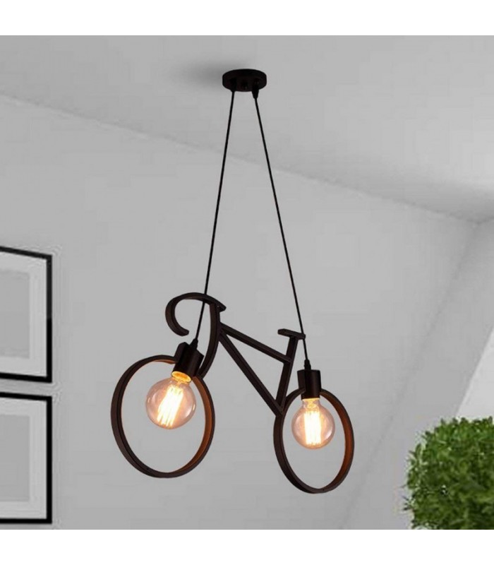 Lámpara de techo Bicycle Vintage 2xE27 IP20 Negro.