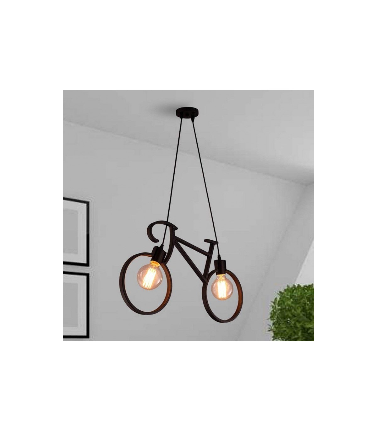 Lámpara de techo Bicycle Vintage 2xE27 IP20 Negro.