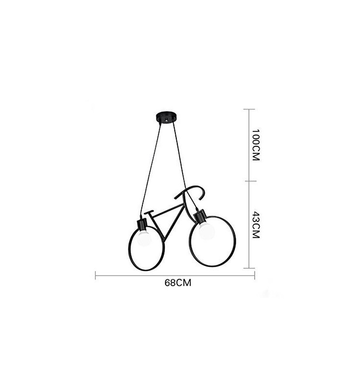 Lámpara de techo Bicycle Vintage 2xE27 IP20 Negro.