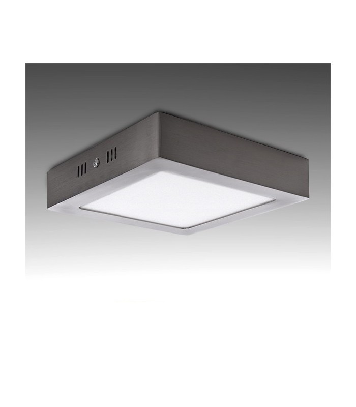 Plafón Led Superficie 12W 960LM IP44 Cuadrado Níquel