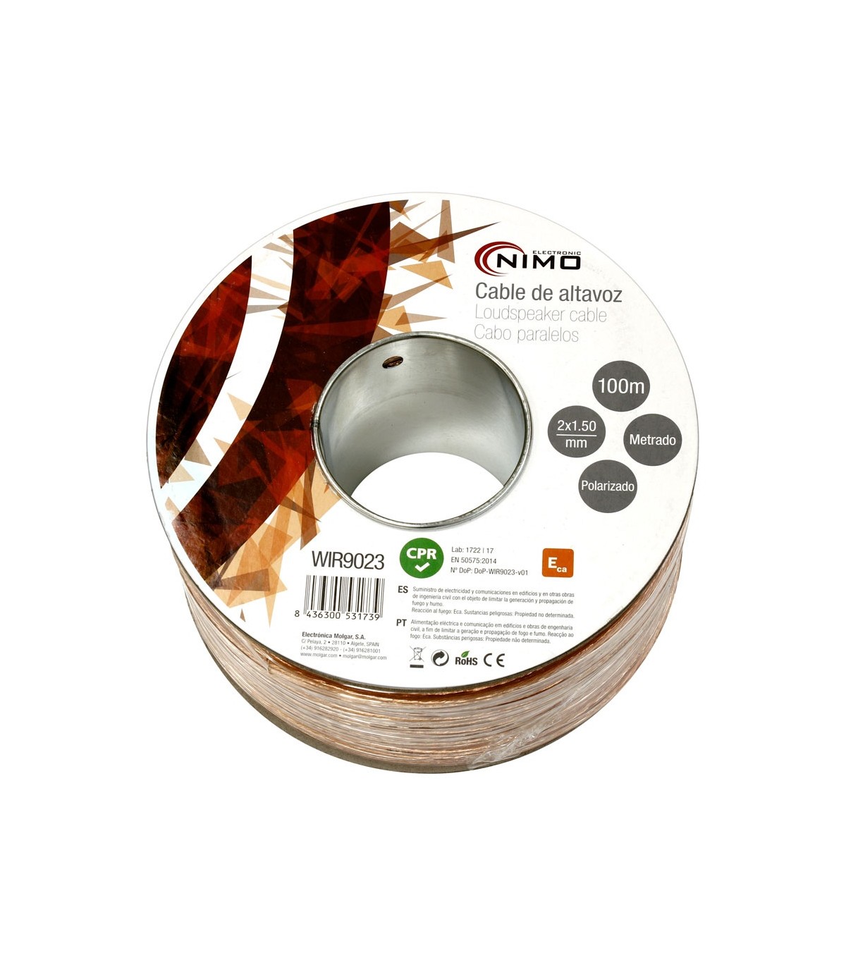 Cable Altavoz Paralelo Transparente Polarizado 2x1.5mm Metro