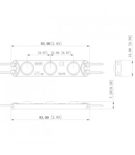 Módulo Led 1.5W 145LM 160º DC 12V IP65