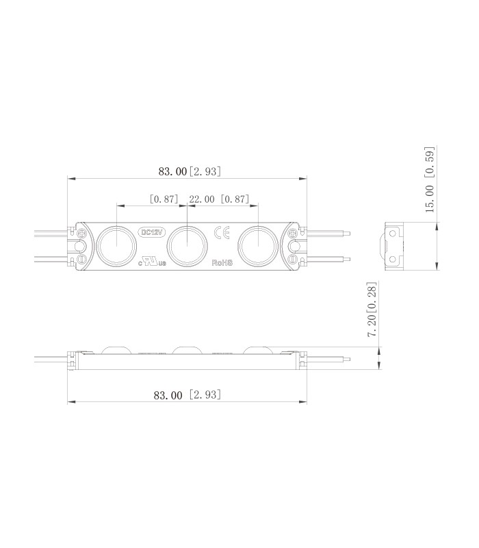 Módulo Led 1.5W 145LM 160º DC 12V IP65