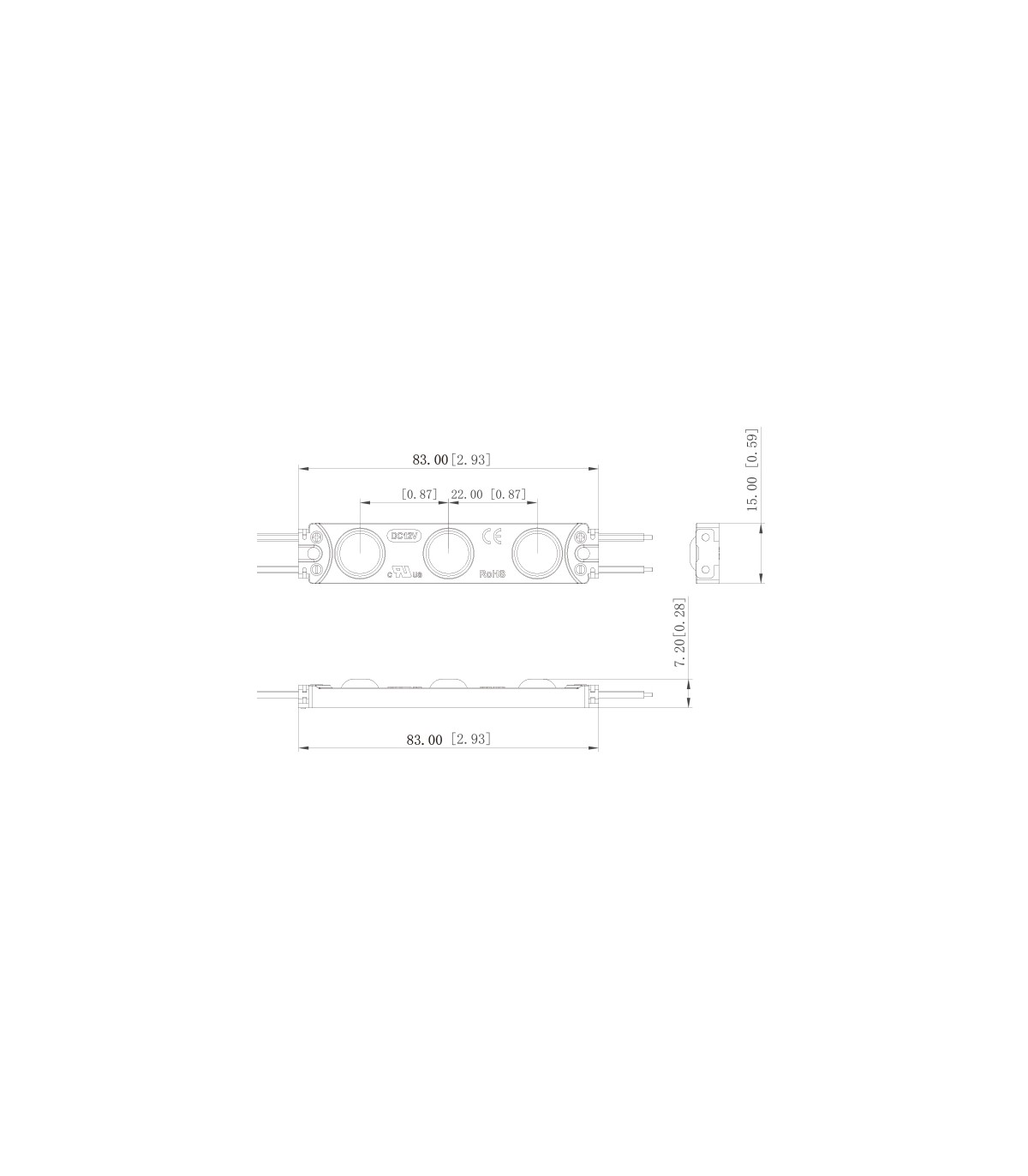 Módulo Led 1.5W 145LM 160º DC 12V IP65